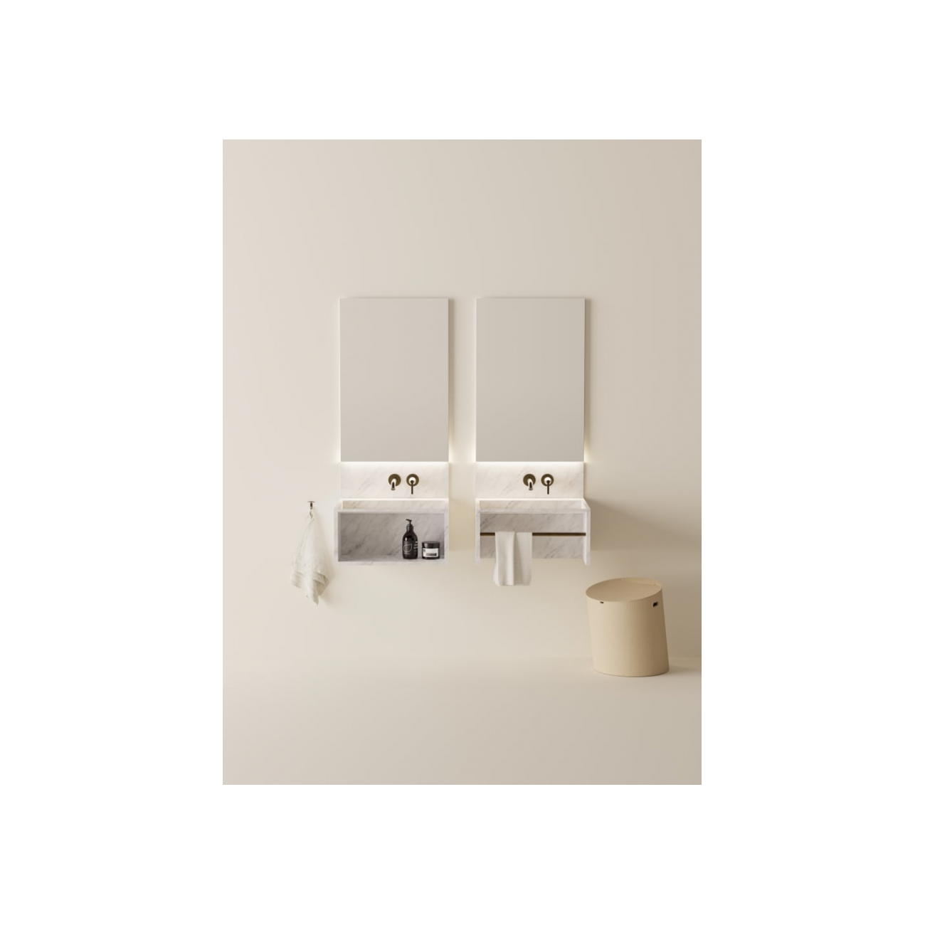 AGAPE FACE À FACE LAVABO A PARETE