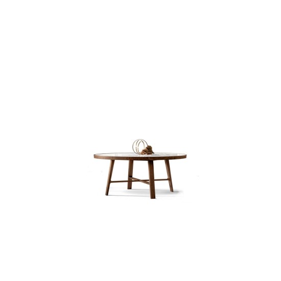 ALIVAR - COMPASS ROUND WOOD AND MARBLE TABLE