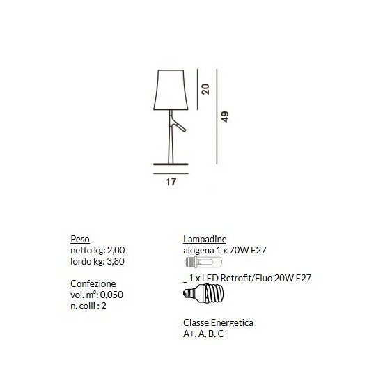 FOSCARINI LAMPADA DA TAVOLO BIRDE MEDIA