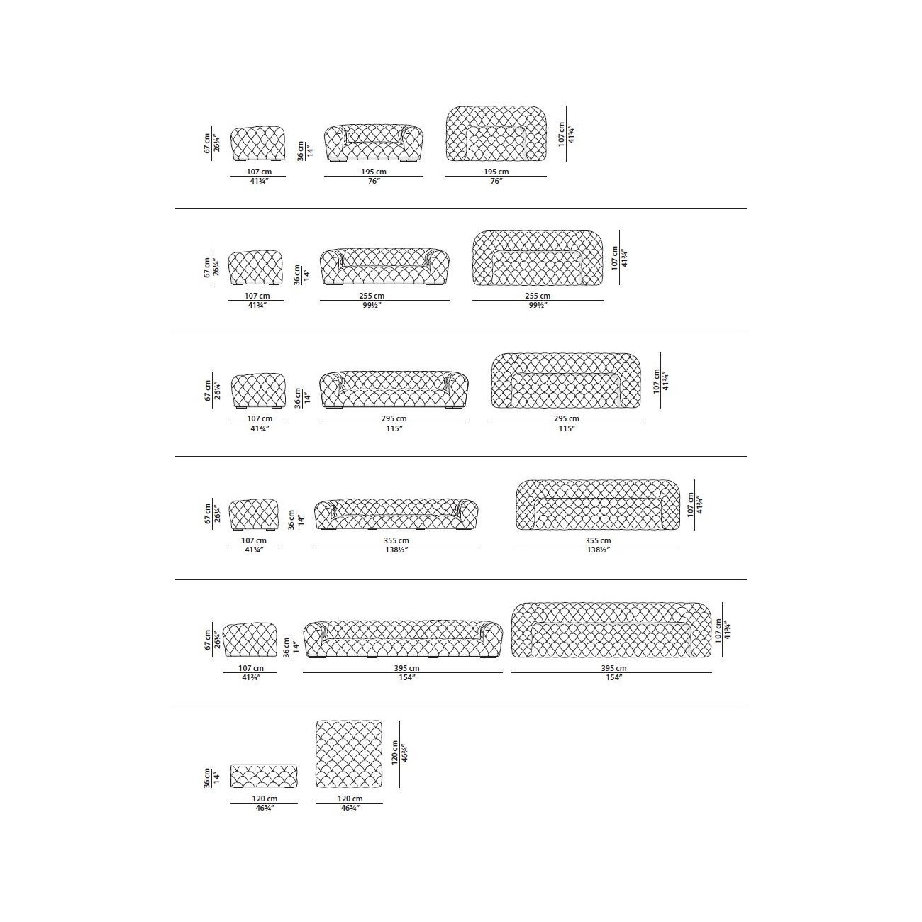 BAXTER DIVANO CHESTER MOON 295 CM