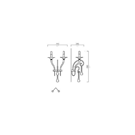 BAROVIER & TOSO MOOD TAIF PARETE 2 LUCI