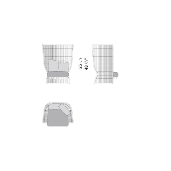 B&B CANASTA 13 FAUTEUIL DOSSIER HAUT