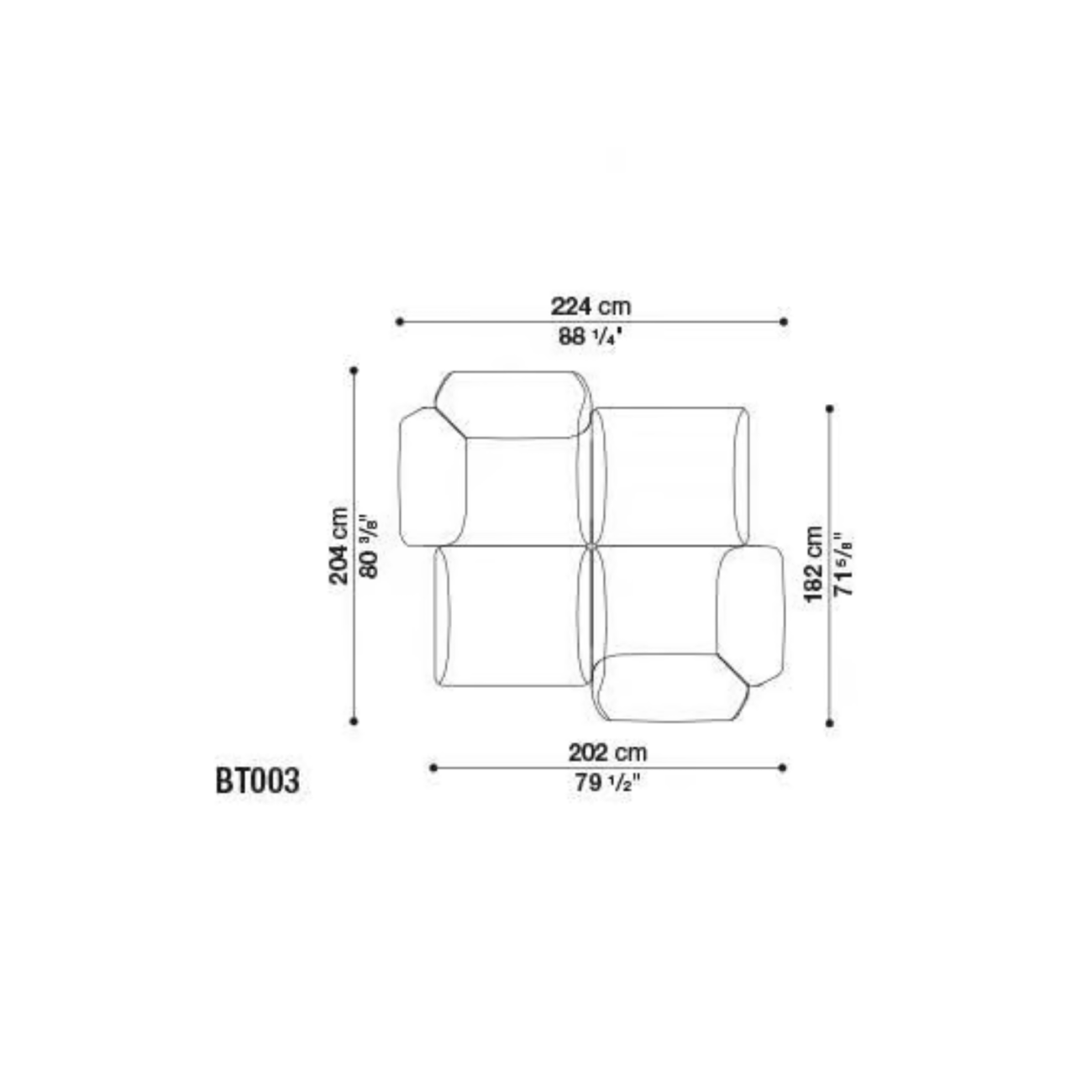 B&B BUTTERFLY SOFA CM. 224