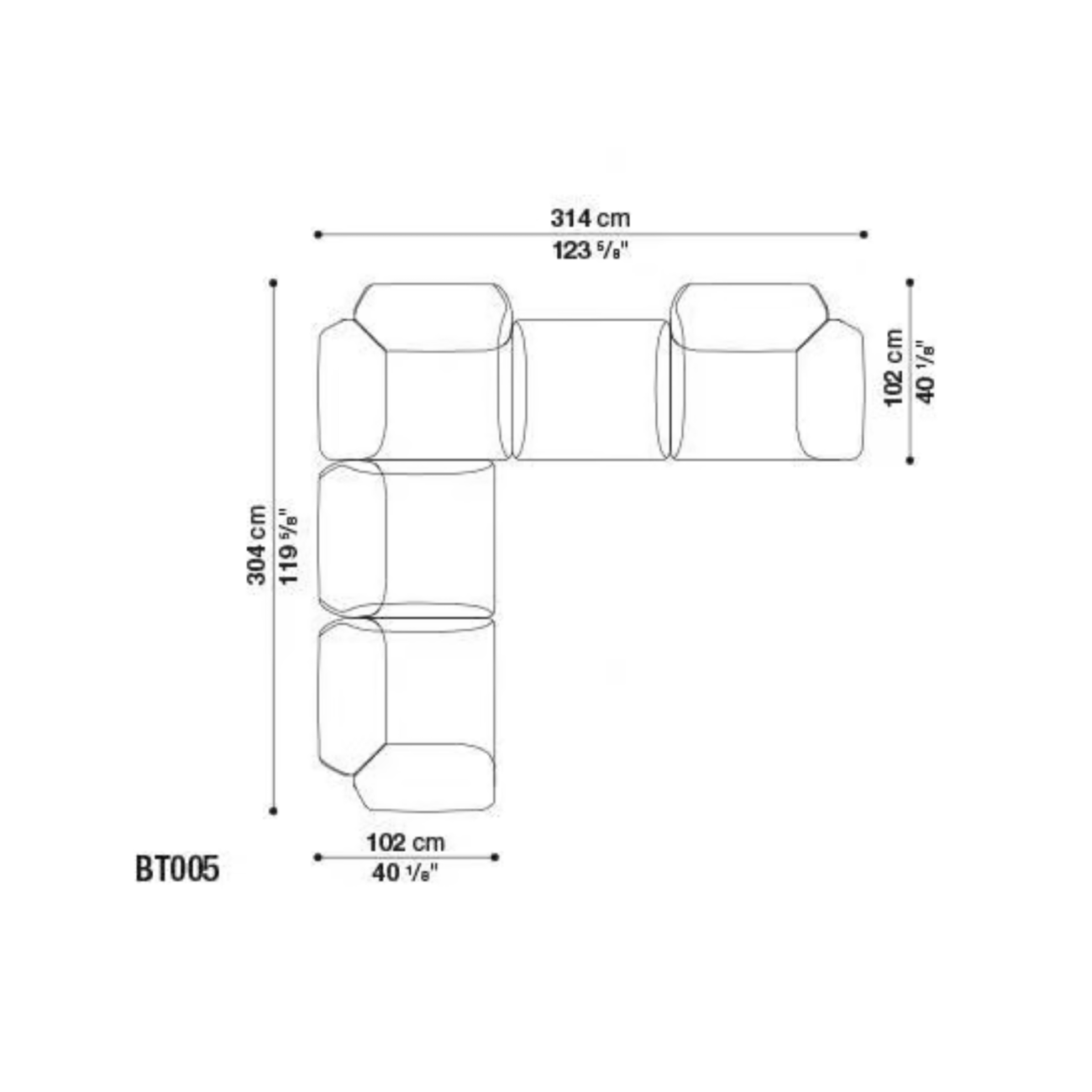 B&B BUTTERFLY SOFA CM. 224