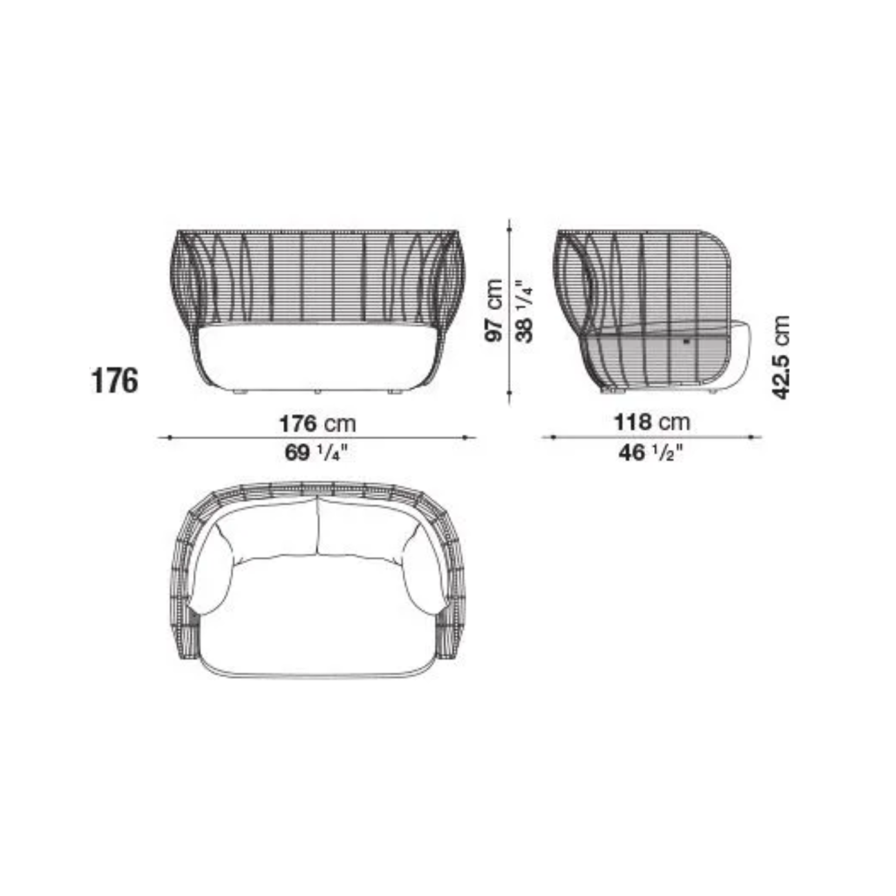 B&B BAY DIVANO CM. 176