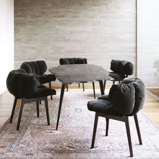 EDRA FAUTEUIL BLEU VELOURS