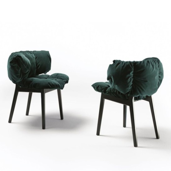 EDRA FAUTEUIL BLEU VELOURS