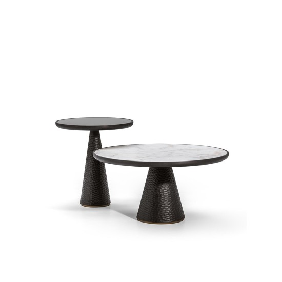 POLTRONA FRAU – DUO TABLE BASSE BASE À PIÉDESTAL