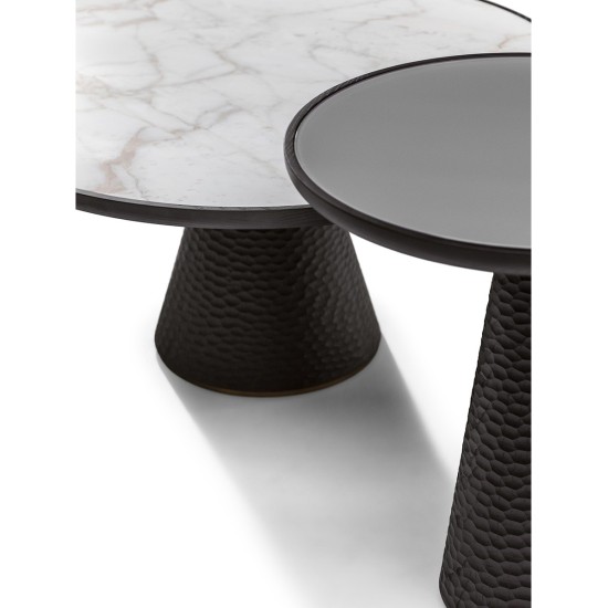 POLTRONA FRAU – DUO TABLE BASSE BASE À PIÉDESTAL