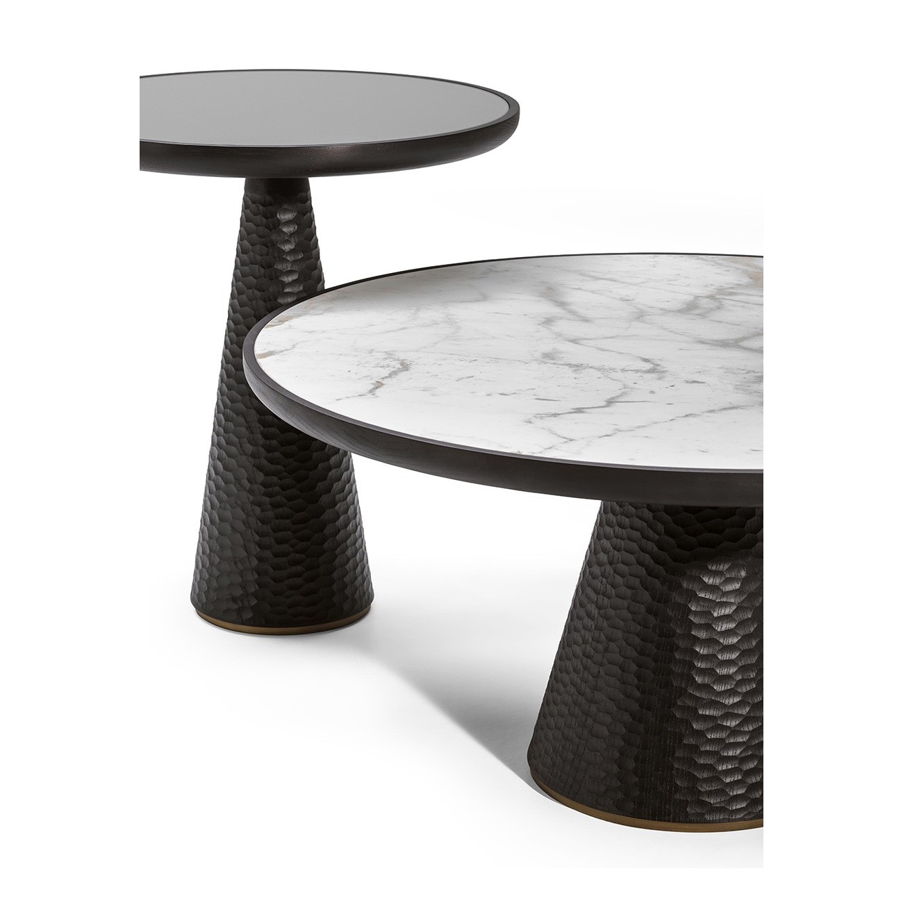 POLTRONA FRAU – DUO TABLE BASSE BASE À PIÉDESTAL
