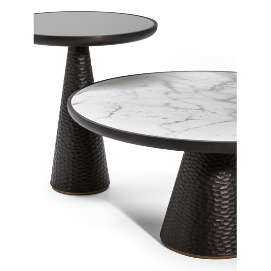 POLTRONA FRAU – DUO TABLE BASSE BASE À PIÉDESTAL