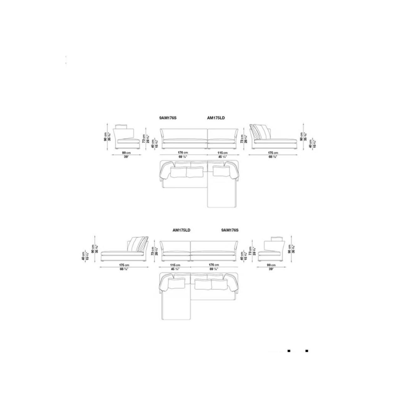 MAXALTO AMOENUS SOFA WITH CHAISE LONGUE
