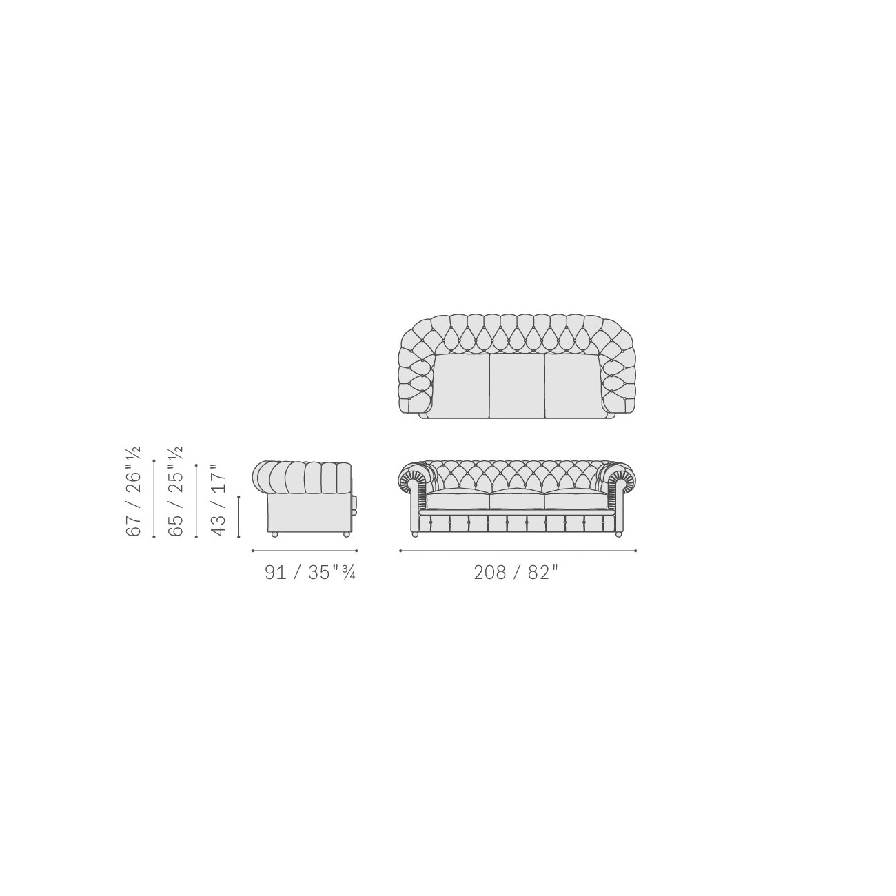 POLTRONA FRAU CHESTER DIVANO A 3 POSTI